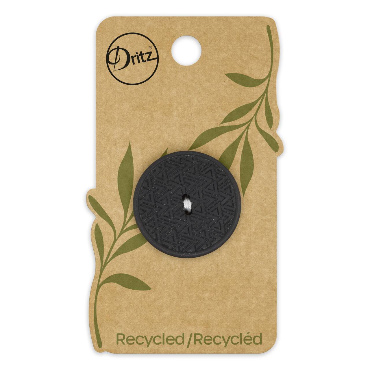 Dritz® Black 28mm Recycled Hemp Geometric Round Button, 3ct.